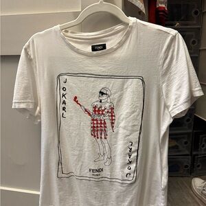 Fendi White and Red Graphic Tee